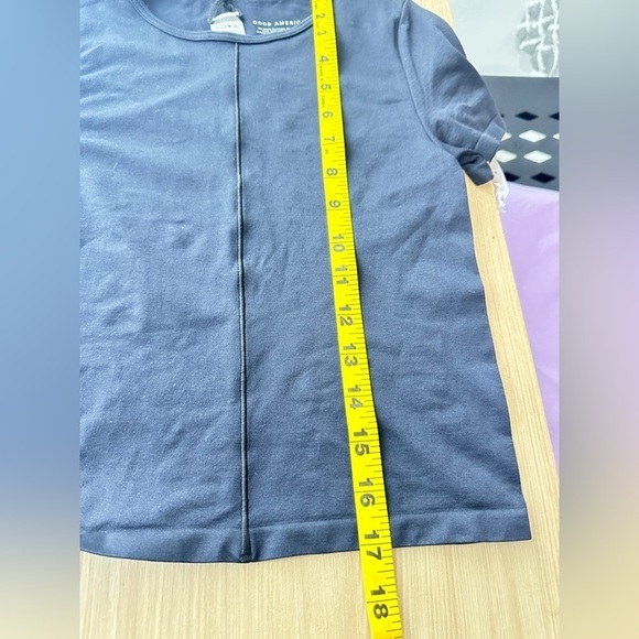 NWT GOOD AMERICAN Women’s So Soft Sculpted Tee in Black001 Sz 00/0 - Picture 9 of 11